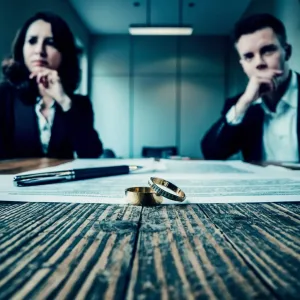 couple en désaccord dans un bureau d'avocat
