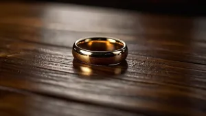 une alliance posée sur une table
